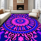 Vibrant Magenta Blue Mandala Bloom Rug