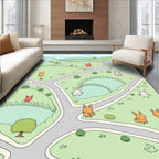 Whimsical Bunnies In Rolling Green Hills Rug