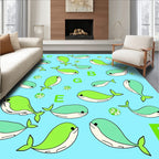 Charming Blue Green Whales Alphabet Rug