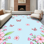 Pink Blossom Butterfly Garden Scenery Rug
