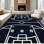 Navy Cream Geometric Art Deco Rug