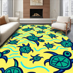 Happy Green Turtle Sea Waves Rug
