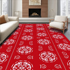 Red Oval Medallion Chains Rug