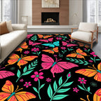 Vibrant Butterfly Garden Floral Spread Rug