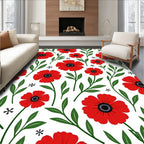Bold Red Poppy Floral Abstraction Rug
