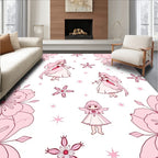 Pink Cherry Blossom Girls Stars Rug