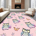 Whimsical Owl Butterfly Floral Stars Rug