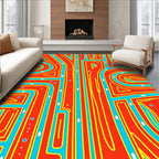 Orange Blue Yellow Abstract Maze Rug