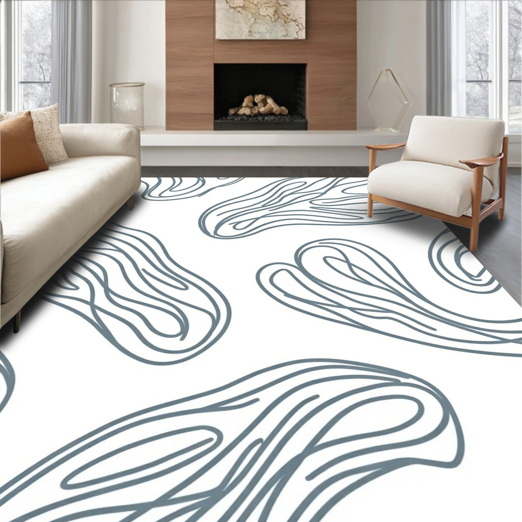 Organic Swirl Lines Gray Rug