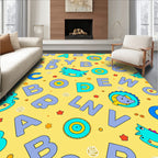 Cute Turquoise Dinosaurs Learning Letters Rug