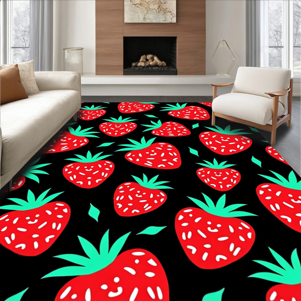 Bold Red Strawberry Patch Rug