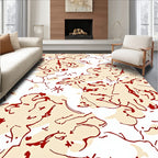Crimson and Cream Abstract Cloud Swirls Rug