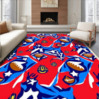 Bold Red Blue Football Stars Collage Rug