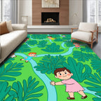 Children Playing In Lush Tropical Forest Rug