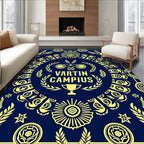 Navy Golden Laurel Medallion Trophy Rug