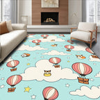 Whimsical Hot Air Balloons Sky Creatures Rug