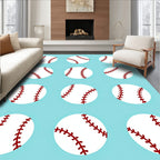 Sport White Baseball Arrangement Rug