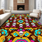 Skulls And Floral Medallion Embrace Rug