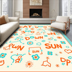 Vibrant Orange and Teal Playful Animals Rug