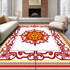 Crimson Yellow Floral Medallion Frame Rug