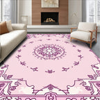 Pink Floral Medallion Bordered Rug