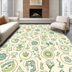 Whimsical Doodle Creatures Yellow Green Rug
