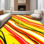 Vibrant Red Yellow Wave Stripe Rug