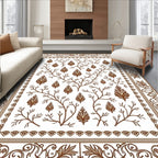 Brown Botanical Branch Medallion Rug