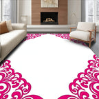 Fuchsia Filigree Scroll Corners Rug
