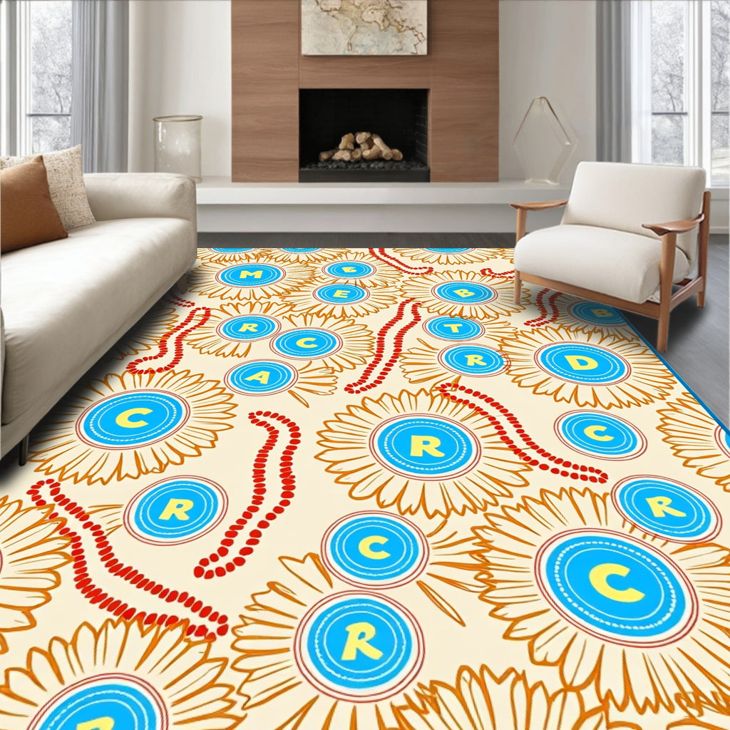 Beaded Rosette Letter Accents Rug