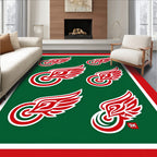 Red Winged Circle Collage Rug