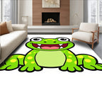Whimsical Green Frog Polka Dot Rug
