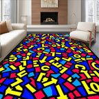 Bold Primary Color Geometric Alphabet Rug