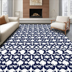 Navy Blue Ornate Lattice Rug