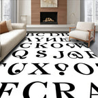 Black Serif Alphabet Collection Rug