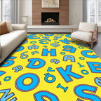 Retro Blue Alphabet Scatter Rug