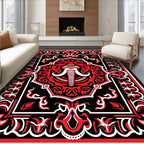 Bold Red Tribal Elephant Face Rug