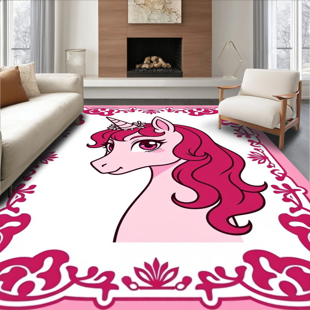 Pink Unicorn Flower Crown Beauty Rug