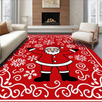 Festive Red Santa Snowflake Swirls Rug