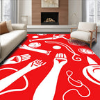 Red White Playful Sports Collage Rug