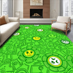 Vibrant Lime Smiley Face Collage Rug