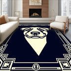 Art Deco Cream Dog Portrait Rug