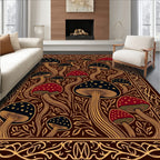 Whimsical Mushroom Starry Night Garden Rug