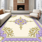 Lavender Gold Floral Frame Medallion Rug