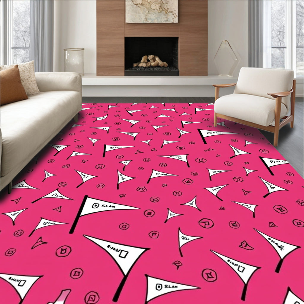 Pink White Flag Scatter Rug