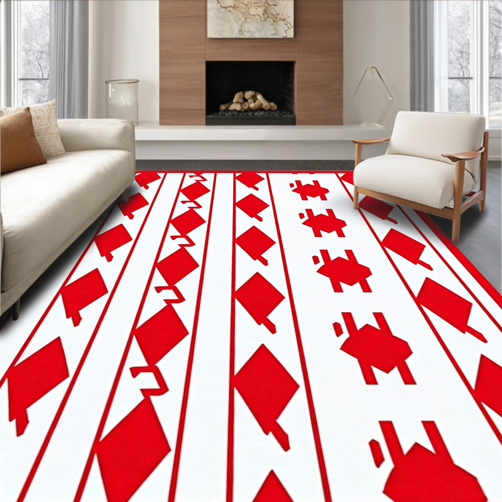 Bold Red Diamond Stripe Rug