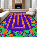 Vibrant Green Orange Purple Alphabet Border Rug