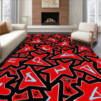 Bold Red Abstract Star Alphabet Rug