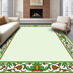 Verdant green floral border accent Rug