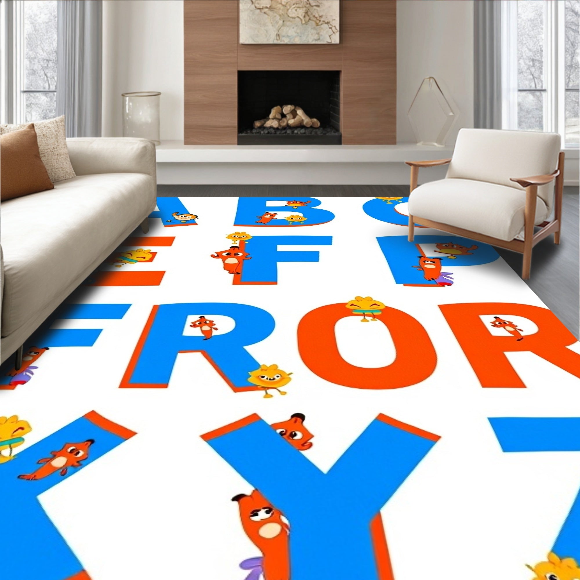 Blue Orange Alphabet Pals Rug